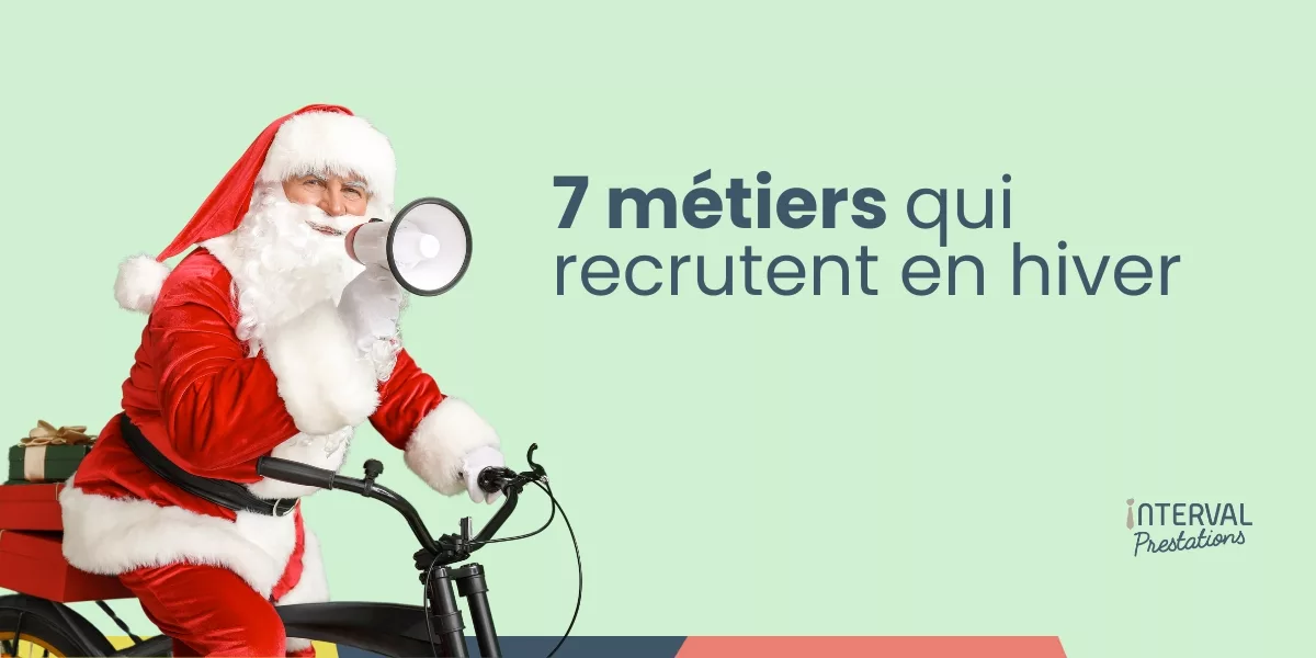 Les 7 métiers qui recrutent le plus en hiver, image de l'article du blog qui montre un père noel en train de travailler